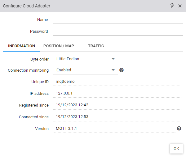 Settings of an MQTT Cloud Adapter