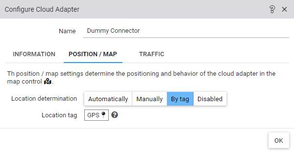 Configuration of the position on the cloud adapter