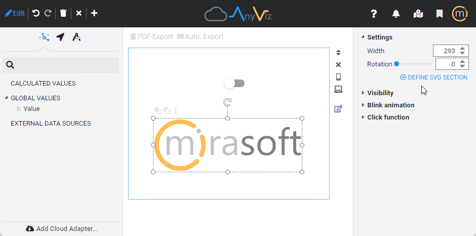 Definition of a subset of an SVG graphic to configure a color change based on a logical tag