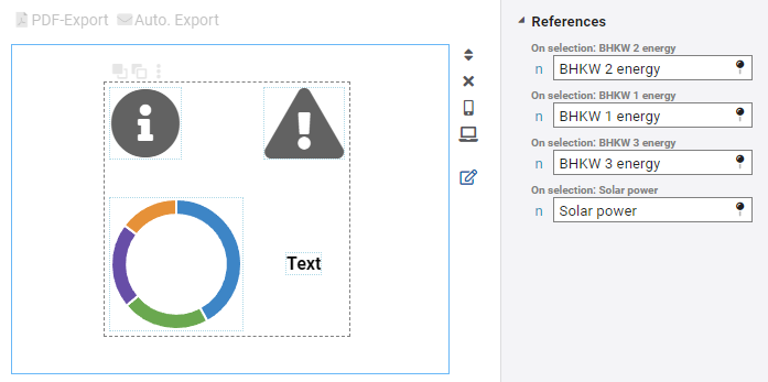 Configuration of multiple vizuals of unequal type in the view editor