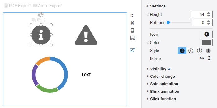 Configuration of a selected vizual in the view editor